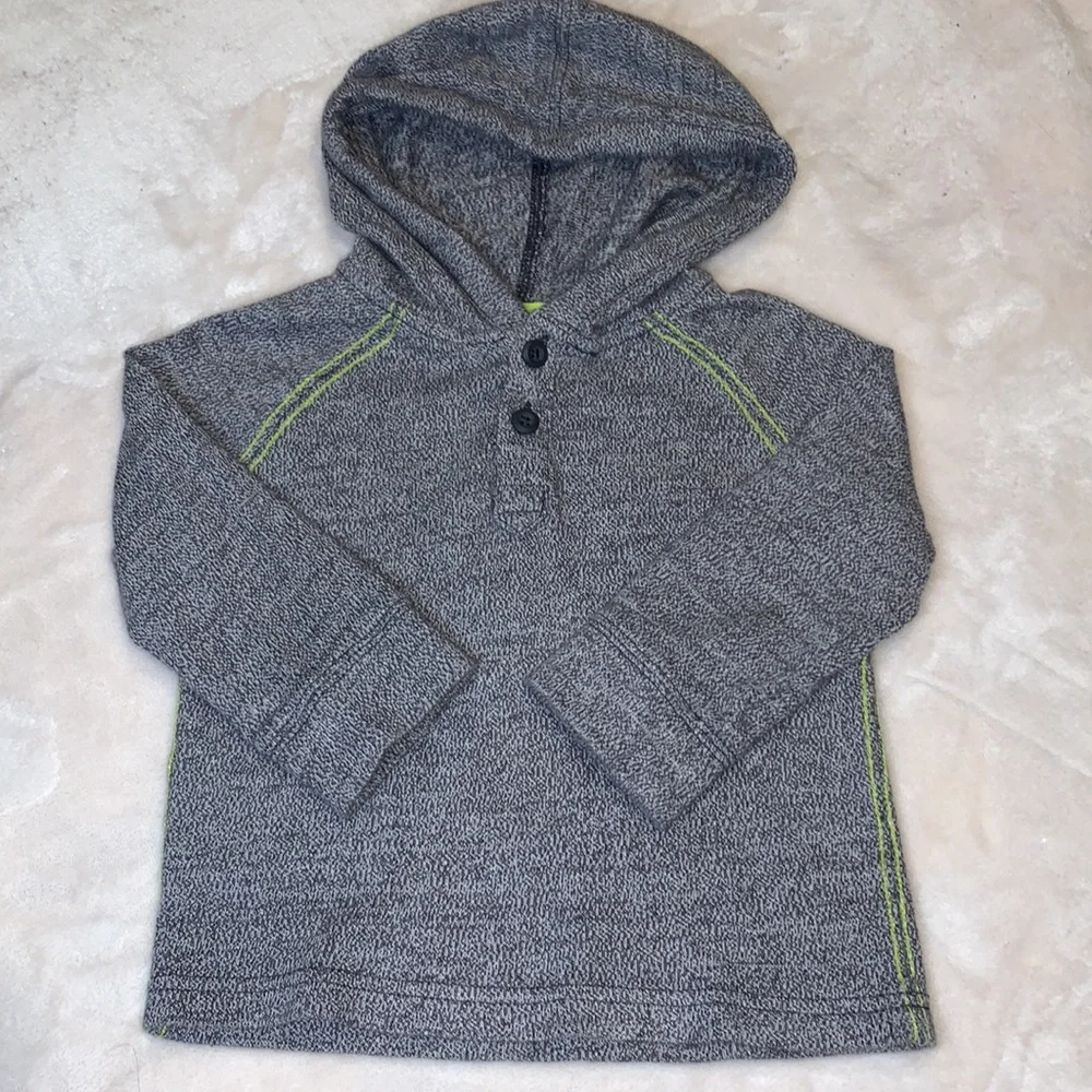 Gymboree Boys Gray Neon Green Hood Sweater 18-24